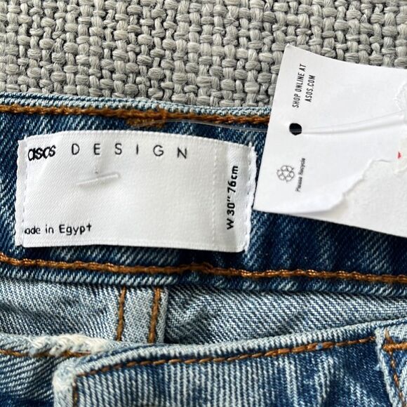 Asos Design Bermuda Jean Shorts Womens Size 30‎ inches Medium Small - Picture 5 of 7
